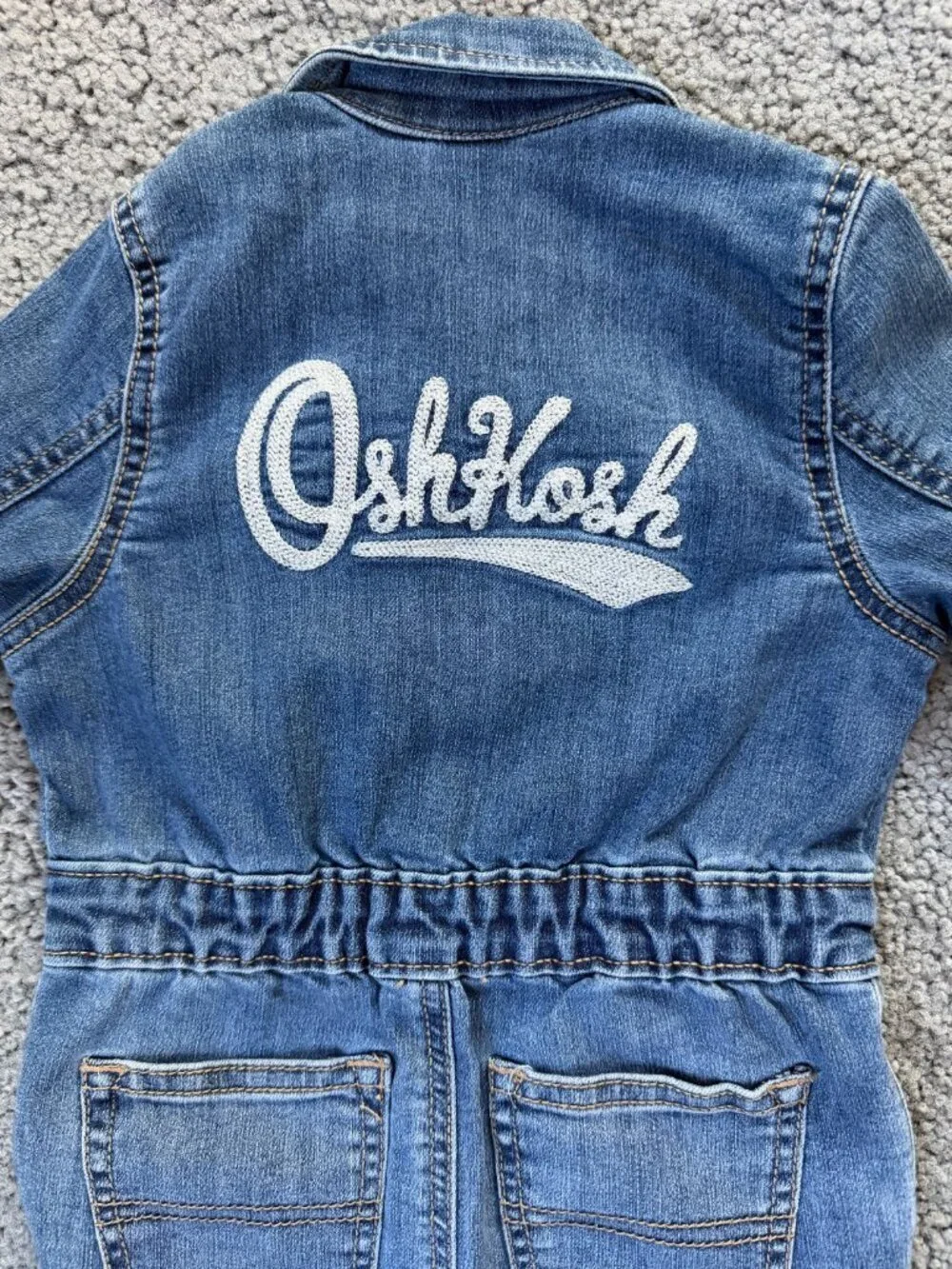 OshKosh B'gosh Denim Button-Front Jumpsuit - Size 18M - Excel. Pre-own Condition